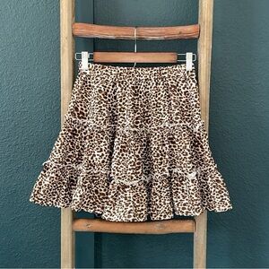 Leopard Print Tiered Flowy Women’s Skirt Midi Size Small SHEIN